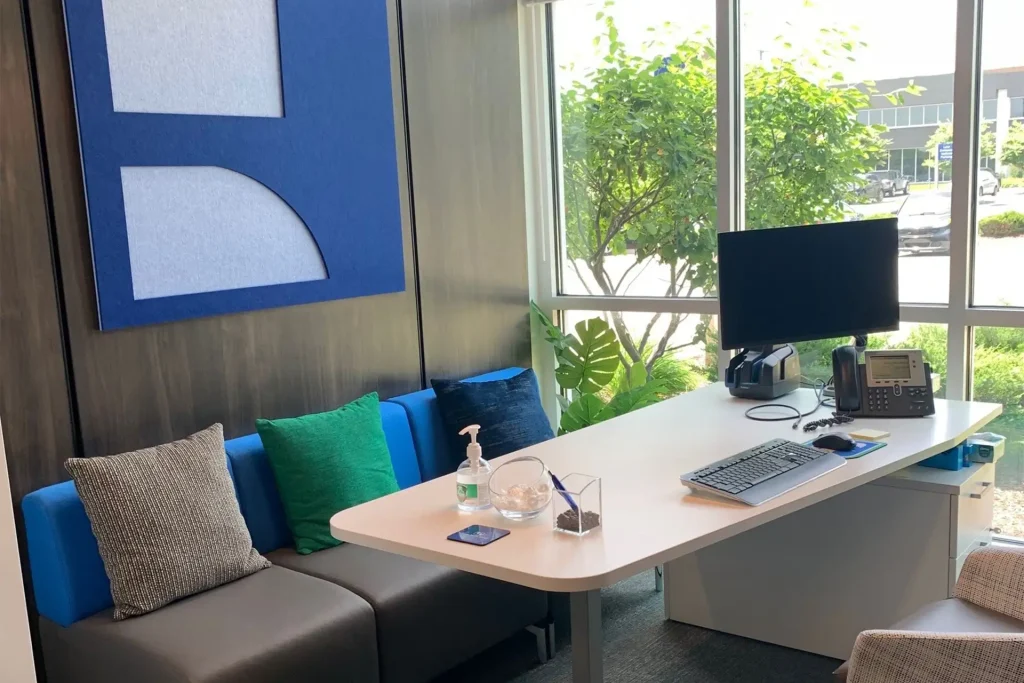 blue office space
